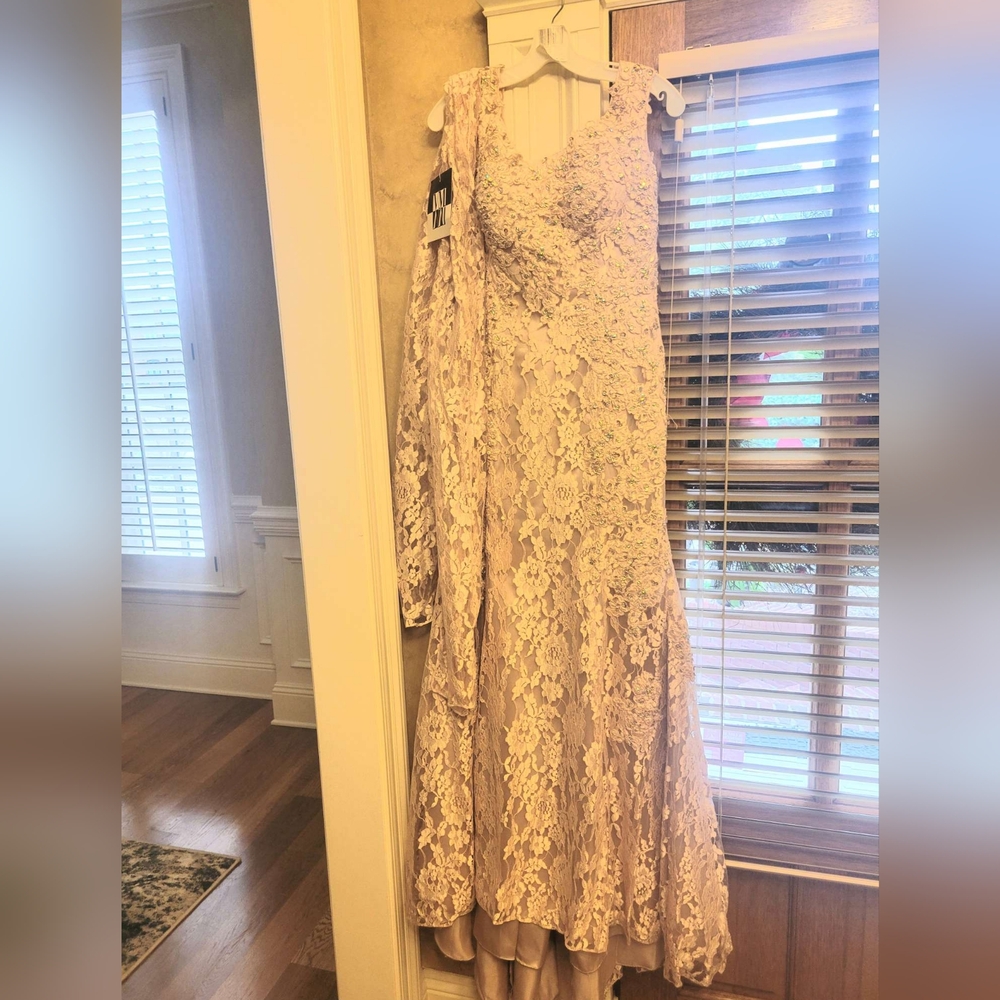 Mother of the Bride Dress Champaign Color Sz 8 VM Collection Nude - Picture 5 of 11